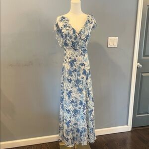 Polo Ralph Lauren Blue and White Floral Maxi Dress